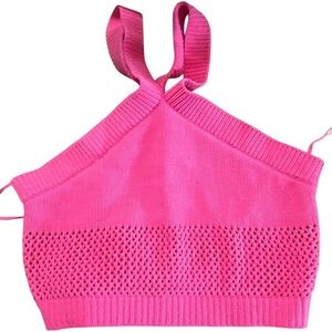Zara Bright Pink Crochet Halter Top
